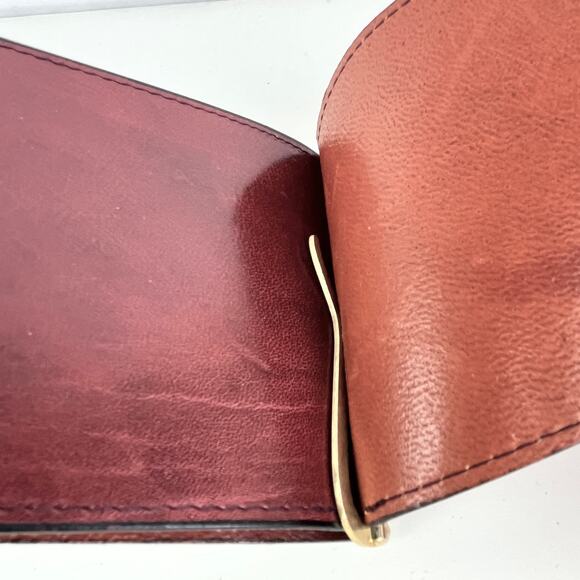 Vintage Bordeaux Leather Billfold Money Clip - Picture 4 of 8